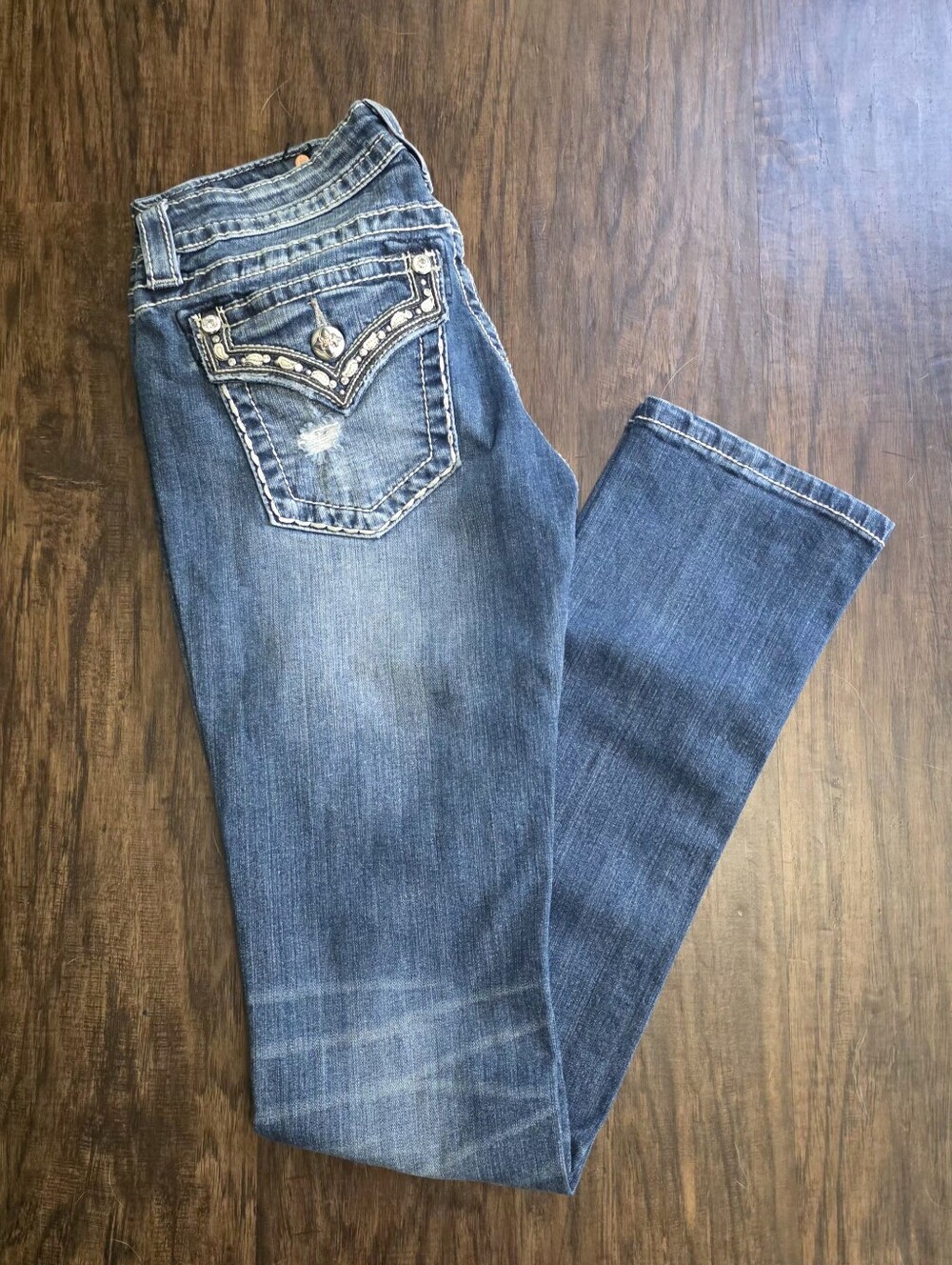Miss Me Straight Leg Distressed Jeans 26